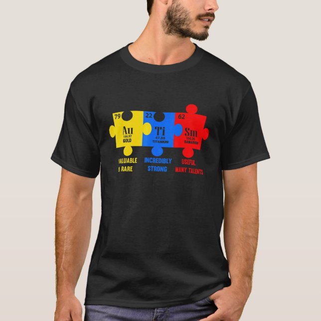 Autism Medvetenhet Kemiskt Element T Shirt (Framsida)