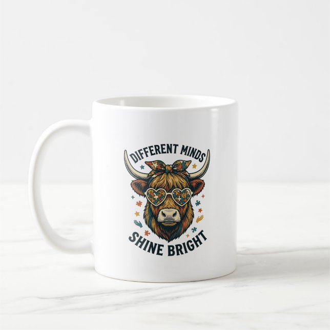 Autism Medvetenhet Ko Vintage Gravyr Stöd Des Kaffemugg (Vänster)