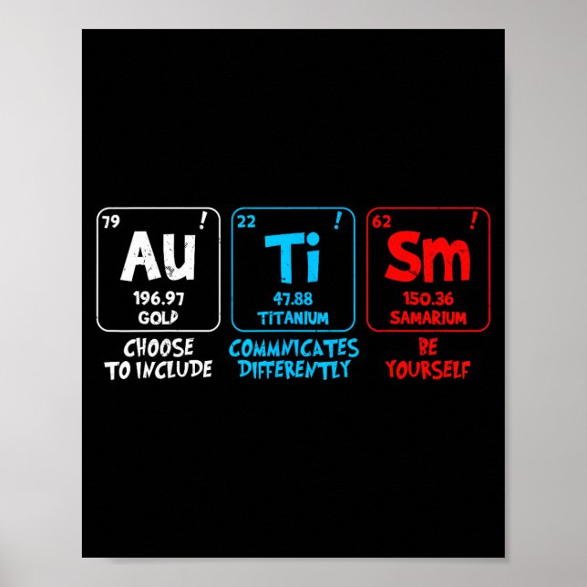 Autism medvetenhet kvinnor män barn element period poster (Framsidan)