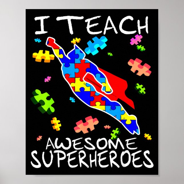 Autism Medvetenhet Lärare Jag Undervisar Fantastis Poster (Framsidan)