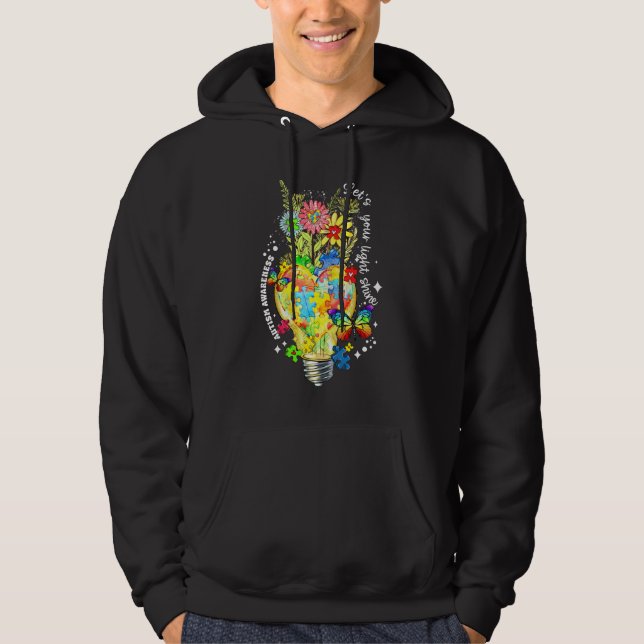 autism medvetenhet låt ditt ljus skina hoodie (Framsida)