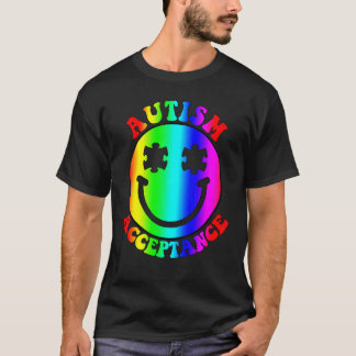 Autism Medvetenhet Månad Regnbåge Leende Ansikte A T Shirt
