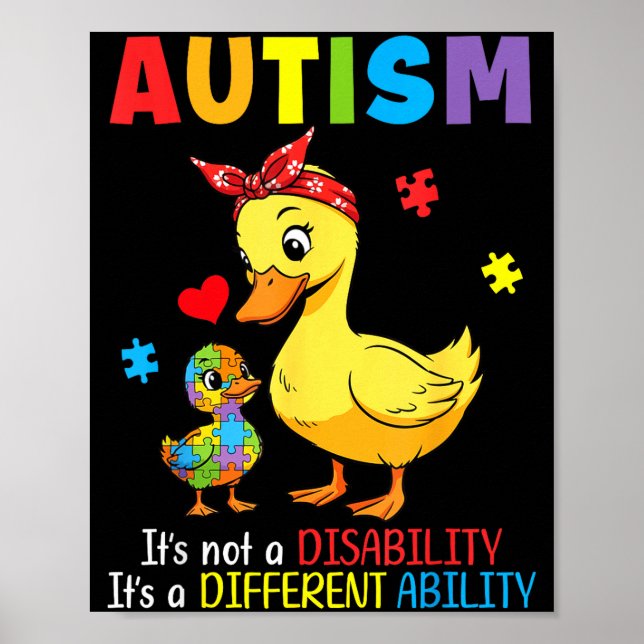 Autism Medvetenhet Mor Anka Olika Förmåga Pussel Poster (Framsidan)