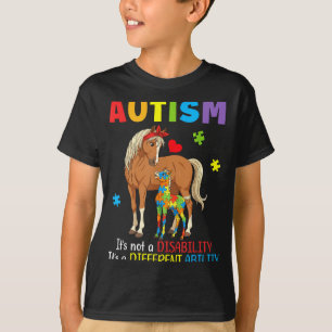 Autism Medvetenhet Mor Häst Olika Förmåga Pu T Shirt