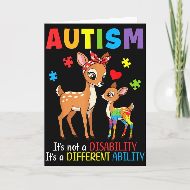 Autism Medvetenhet Mor Hjort Olika Förmåga Pussel Kort (Framsida)