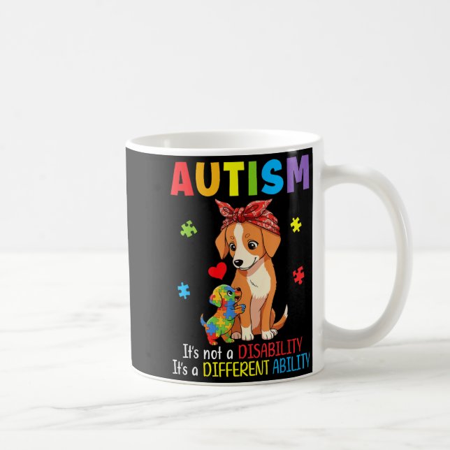 Autism Medvetenhet Mor Hund Olika Förmåga Pussel Kaffemugg (Höger)