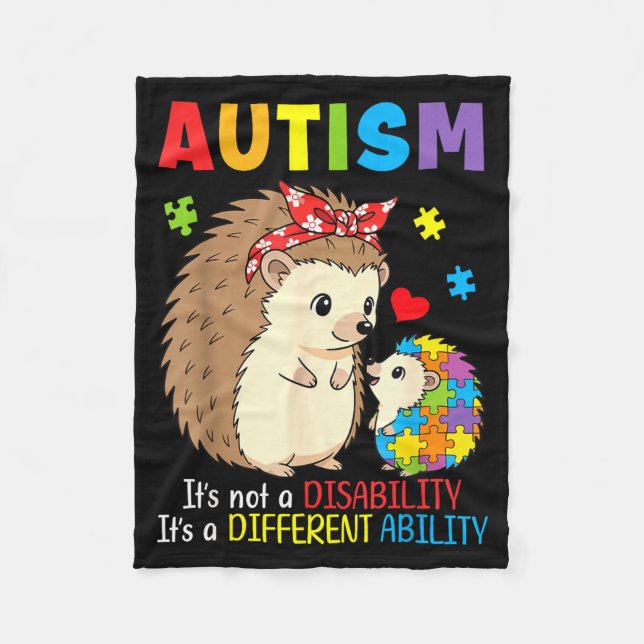 Autism Medvetenhet Mor Igelkott Olika Förmåga Fleecefilt (Framsidan)