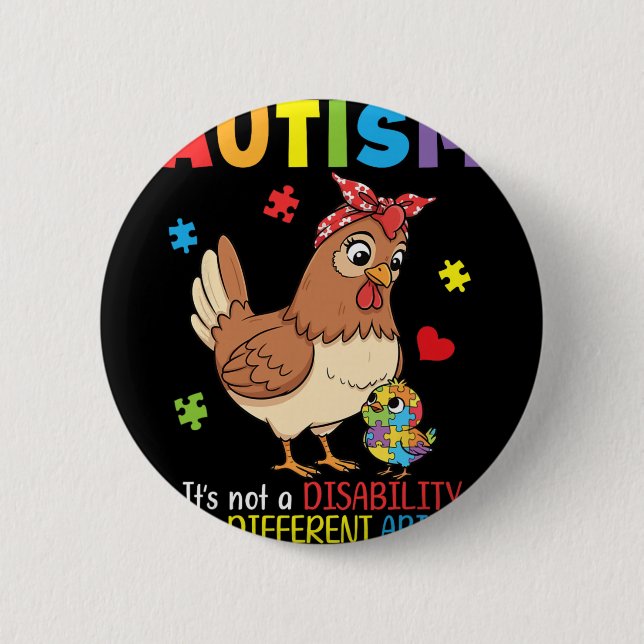 Autism Medvetenhet Mor Kyckling Olika Förmåga  Knapp (Framsida)