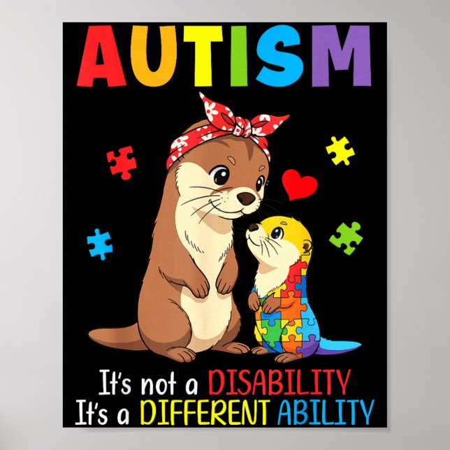 Autism Medvetenhet Mor Utter Olika Förmåga Pu Poster (Framsidan)