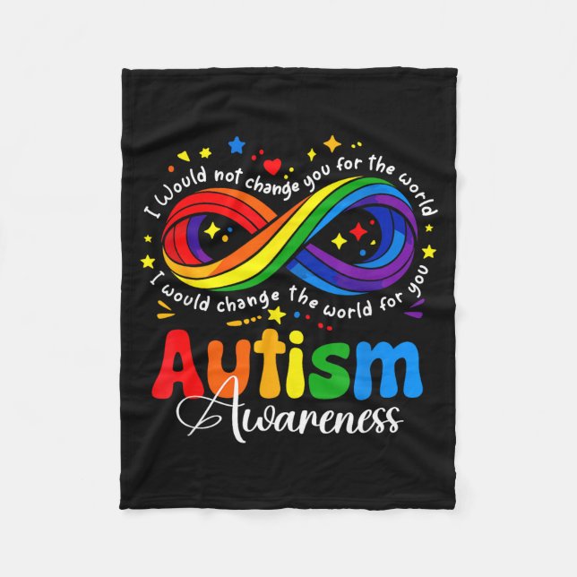 Autism medvetenhet oändlighetssymbol acceptera för fleecefilt (Framsidan)