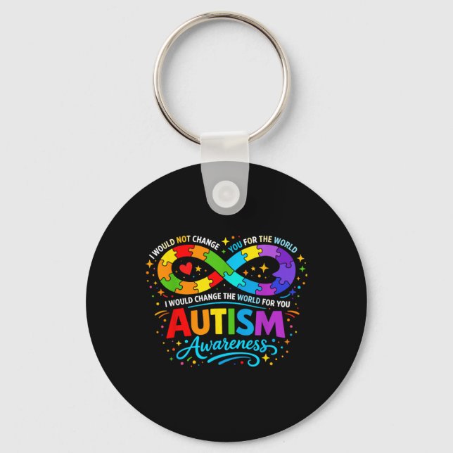 Autism Medvetenhet Oändlighetssymbol Pussel Nyckelring (Framsida)