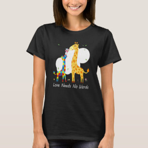 Autism Medvetenhet om Kärlek behöver inget Ord Gir T Shirt