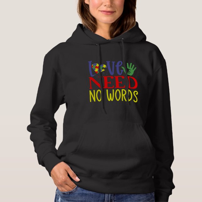Autism Medvetenhet om Kärlek Hand behöver ingen Or T Shirt (Framsida)