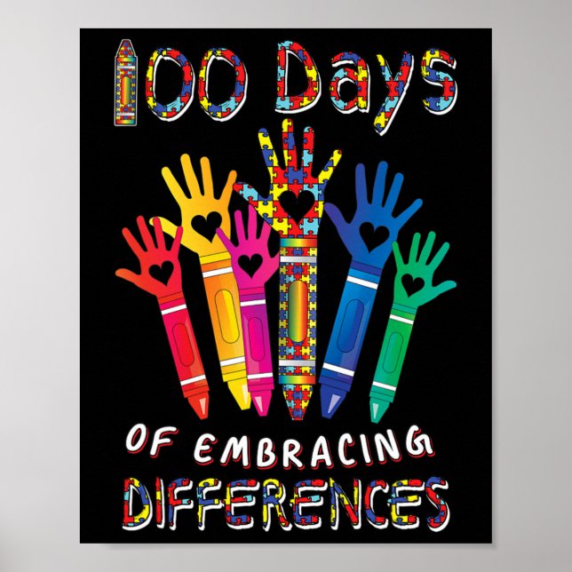 Autism Medvetenhet Omfamna Skillnader 100 dagar av Poster (Framsidan)