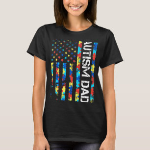 Autism Medvetenhet Pappa Usa Flagga Fars Dag T Shirt