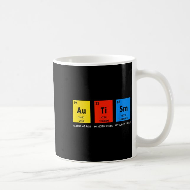 Autism medvetenhet periodiska systemet asd kvinnor kaffemugg (Höger)