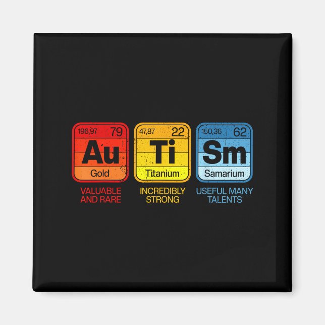 Autism Medvetenhet Periodiska Systemet Element Kvi Magnet (Framsidan)