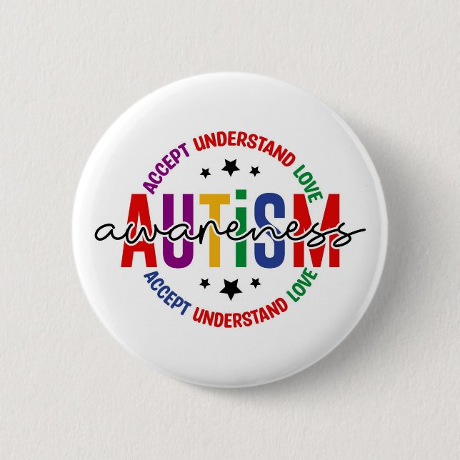 Autism Medvetenhet Pin – Stöd & Acceptans Knapp (Framsida)