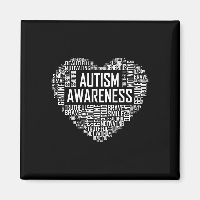 Autism Medvetenhet Present Hjärtad Stolt Stöd Måna Magnet (Framsidan)