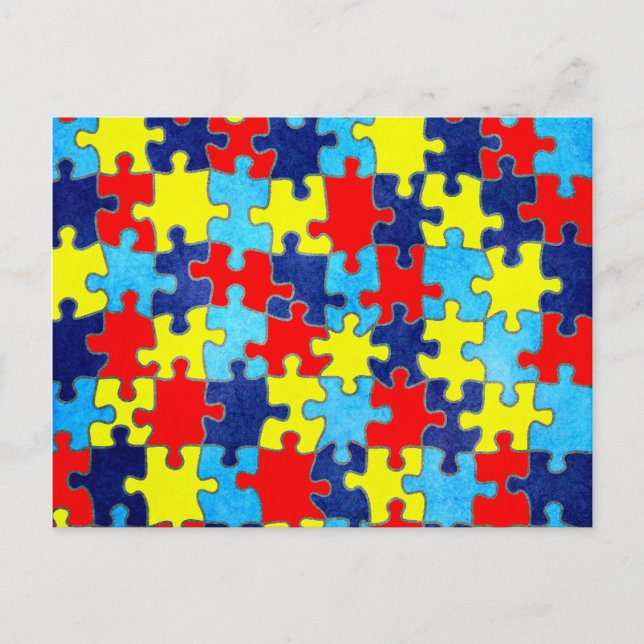 Autism Medvetenhet-Pussel av Shirley Taylor Vykort (Framsida)