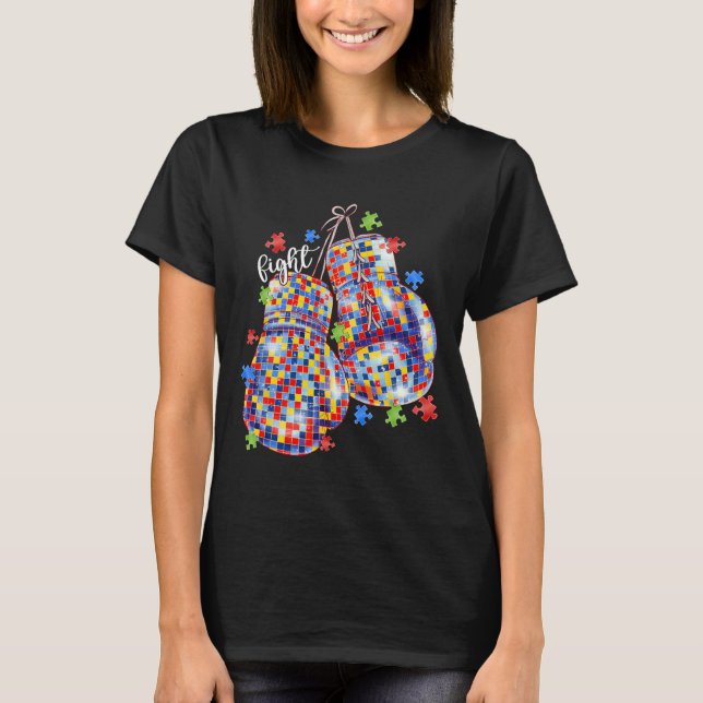 Autism Medvetenhet Pussel Bit Boxnings Handskor Mä T Shirt (Framsida)