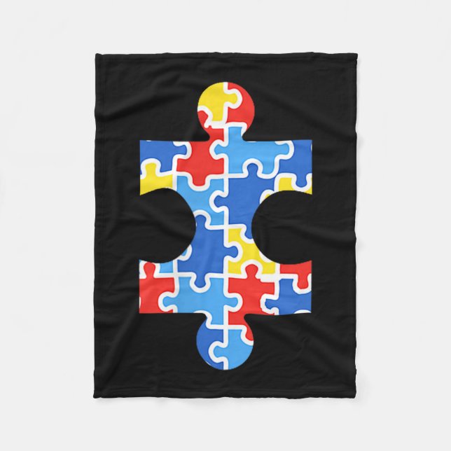 Autism Medvetenhet Pussel Bit Ficka Tröja Autister Fleecefilt (Framsidan)