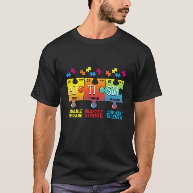 Autism Medvetenhet Pussel Kemiska Element T Shirt (Framsida)