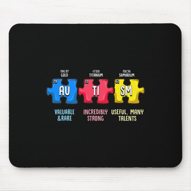 Autism Medvetenhet Pussel Kemiskt Element  Musmatta (Framsidan)