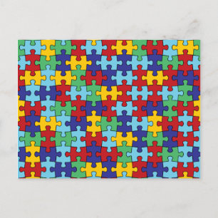 Autism Medvetenhet Pussel Mönster Vykort