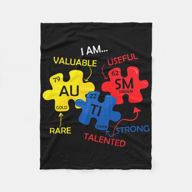 Autism Medvetenhet Pussel Periodiska Systemet Elem Fleecefilt (Framsidan)