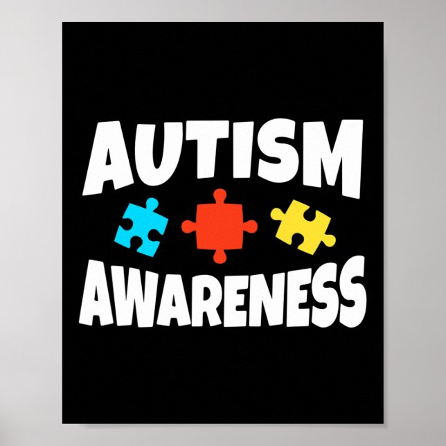 Autism Medvetenhet Pusselbit Autistisk Stöd  Poster (Framsidan)