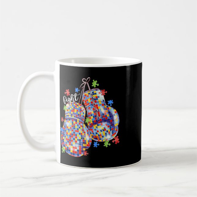 Autism Medvetenhet Pusselbit Boxnings Handskor Män Kaffemugg (Vänster)