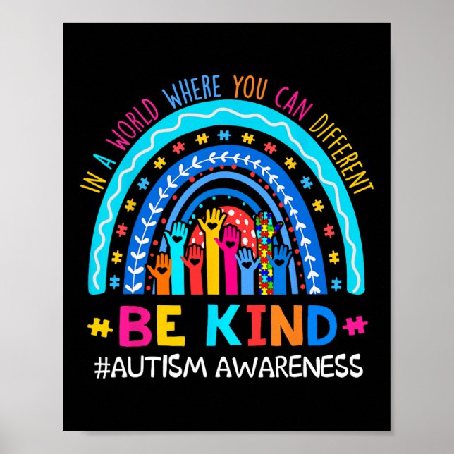 Autism Medvetenhet Regnbåge I April Vi Bär Blått B Poster (Framsidan)