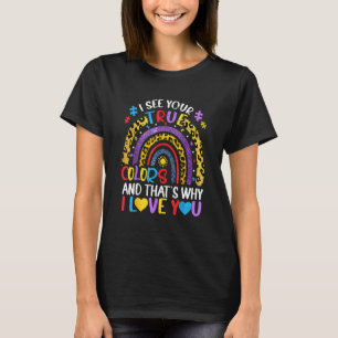 Autism Medvetenhet Regnbåge Jag Ser Dina Sanna Fär T Shirt
