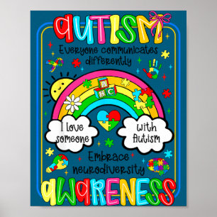 Autism medvetenhet regnbåge omfamna neurodiversite poster