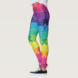 Autism Medvetenhet Regnbåge Pusselbit Leggings