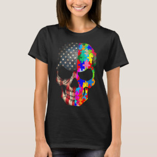 Autism Medvetenhet Skalle Pusselbitar Skalle Autis T Shirt