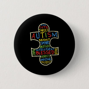 Autism Medvetenhet Skjorta Pussel Bit Ord Autistis Knapp