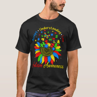 Autism Medvetenhet Solros Acceptera Förstå Kärlek T Shirt