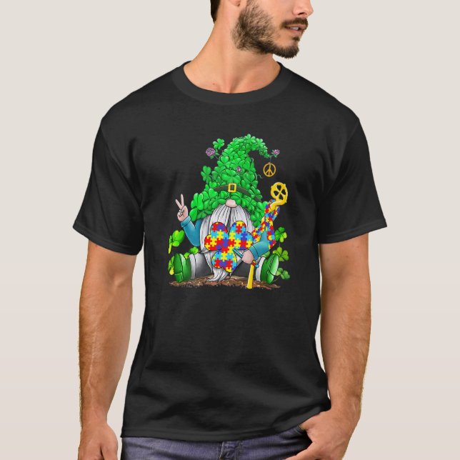 Autism Medvetenhet Söta Tomtar Shamrock St Patrick T Shirt (Framsida)