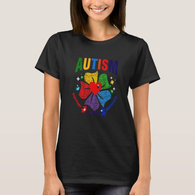 Autism Medvetenhet Stöd Utbilda Förespråkar Blå Pu T Shirt (Framsida)