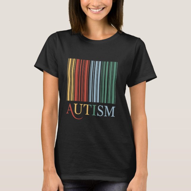 Autism Medvetenhet Streckkod T Shirt (Framsida)