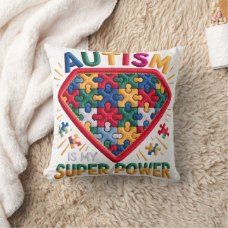 Autism Medvetenhet Superhjälte Sköld | Autism är m Kudde