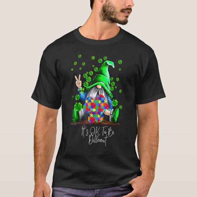 Autism Medvetenhet Tomtar Shamrock St Patricks Day T Shirt (Framsida)