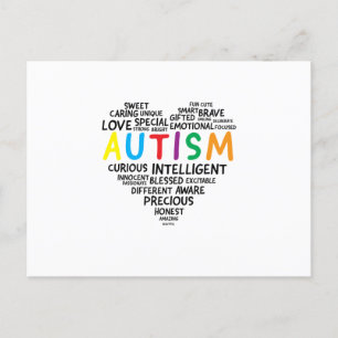 Autism Medvetenhet Tröjor - Autism Hjärta Tröja Meddelande Vykort
