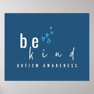 autism medvetenhet var snäll blå hjärtan modern  poster