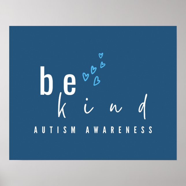 autism medvetenhet var snäll blå hjärtan modern  poster (Framsidan)