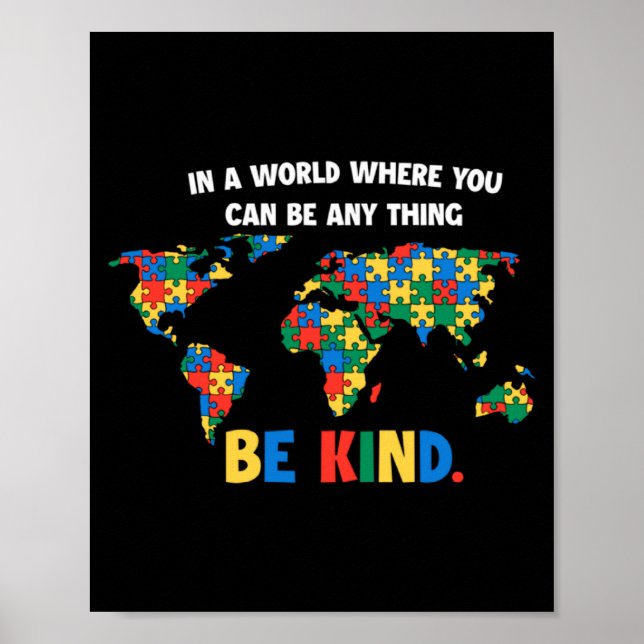 Autism Medvetenhet Var Snäll Mot Andra Stöd Autism Poster (Framsidan)