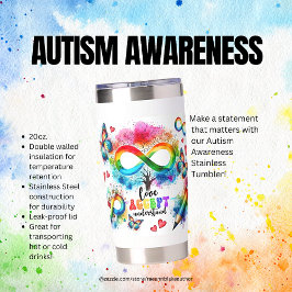 Autism Medvetenhet Vit Rostfri Tumbler