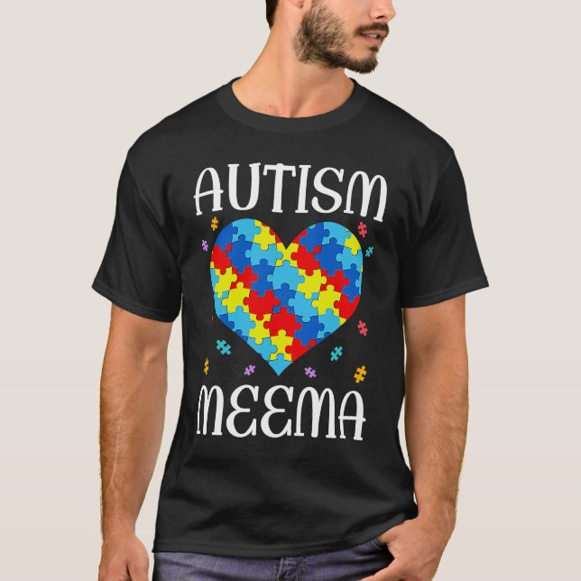 Autism Meema Matching Family Heart Autism Awarenes T Shirt (Framsida)